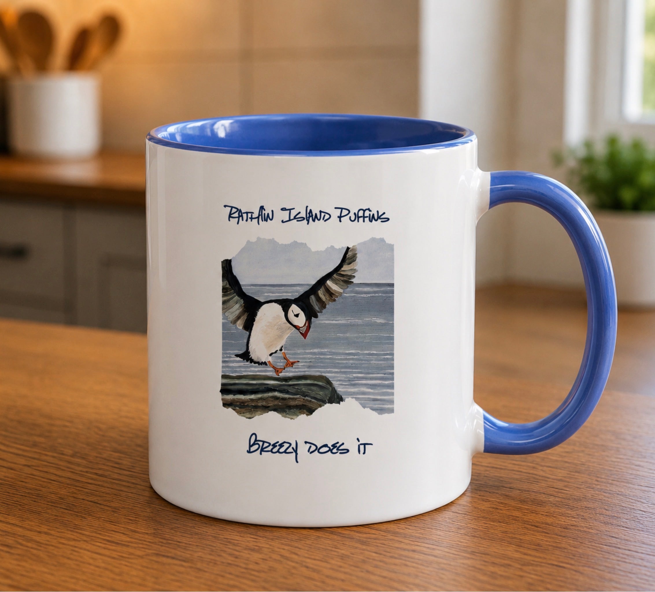 Rathlin Island Puffin Mug Blue