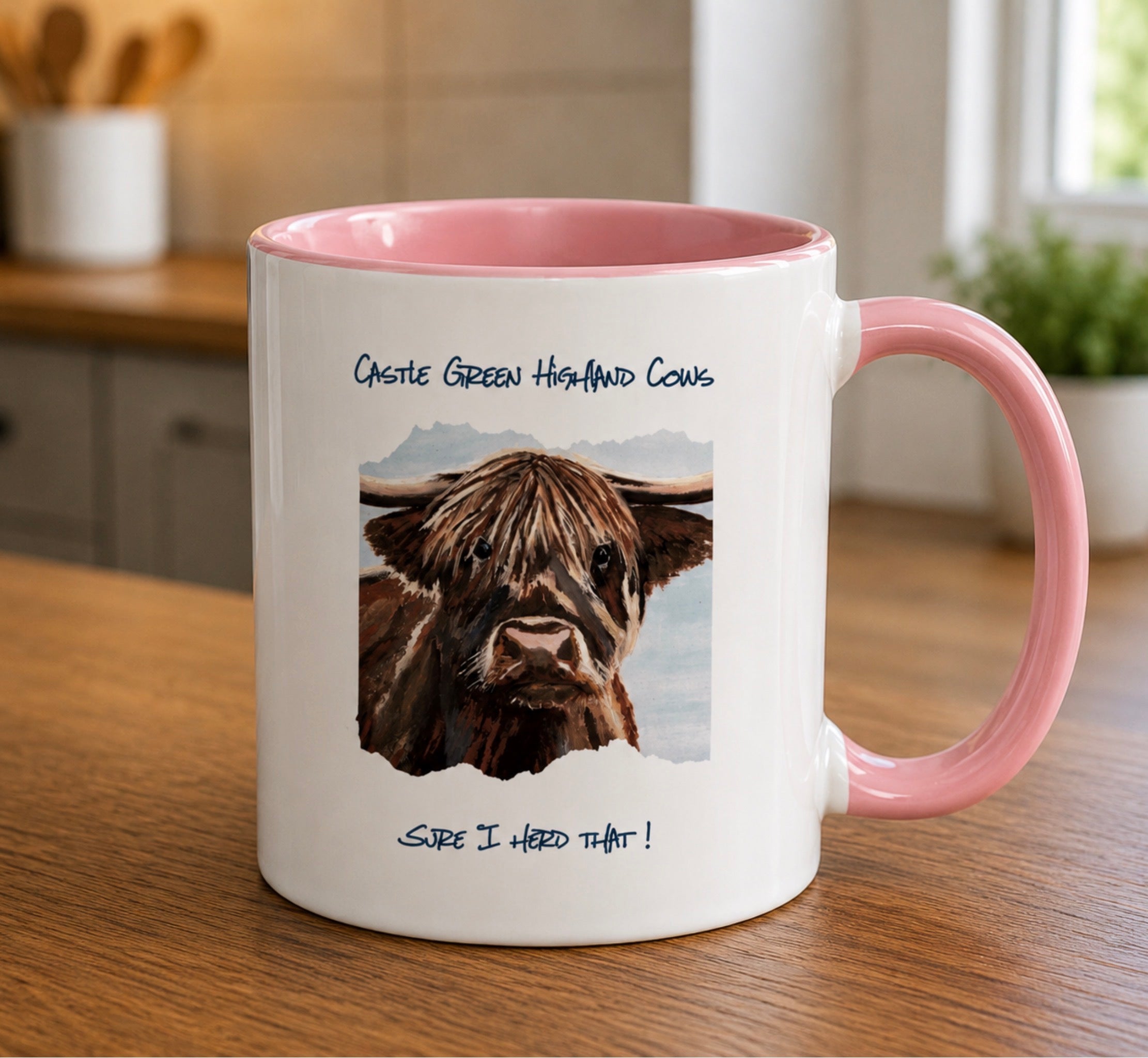 Castle Green Highland Cow Pink
