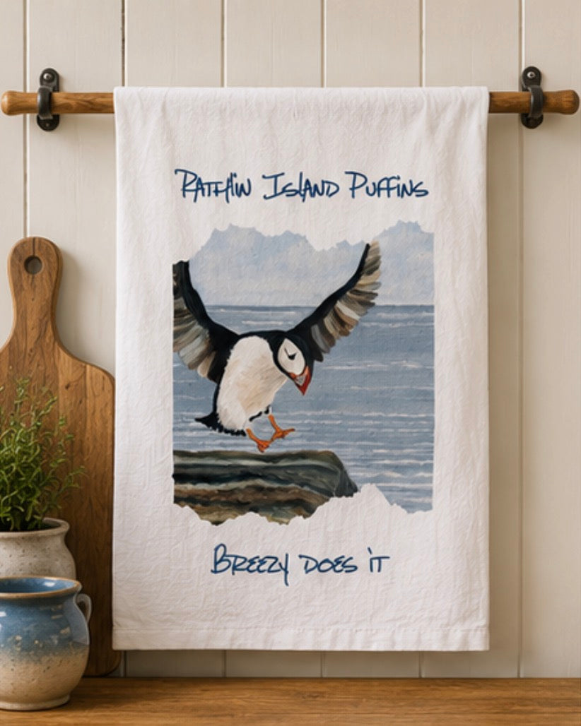 Rathlin Island Puffin Tea Tea Towel