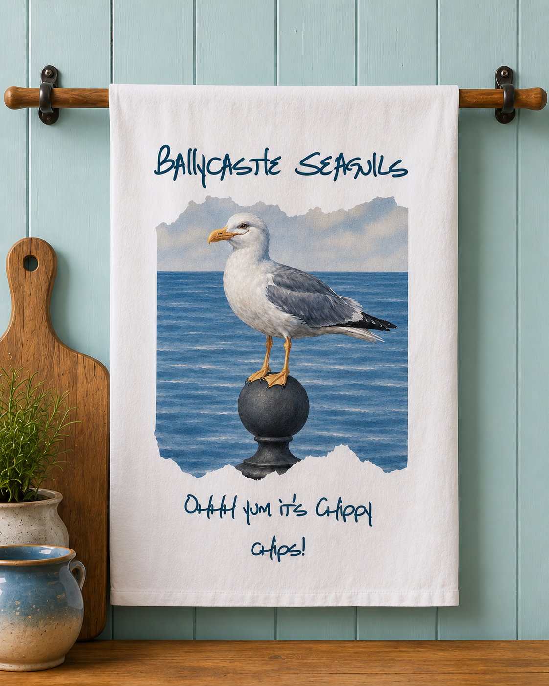 Ballycastle Seagulls Tea Towel